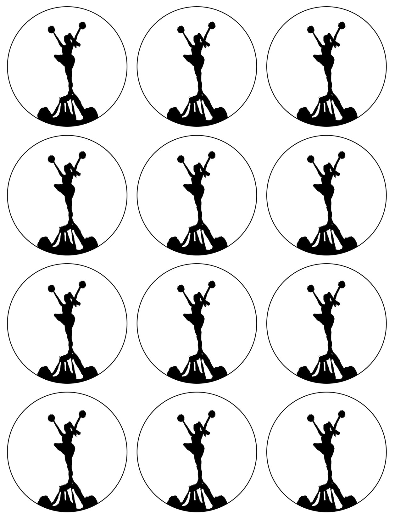 Cheerleading Tower Pyramid Action Silhouette Edible Cupcake Topper Images ABPID55860