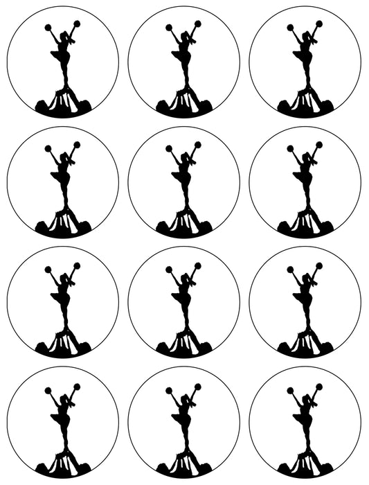 Cheerleading Tower Pyramid Action Silhouette Edible Cupcake Topper Images ABPID55860