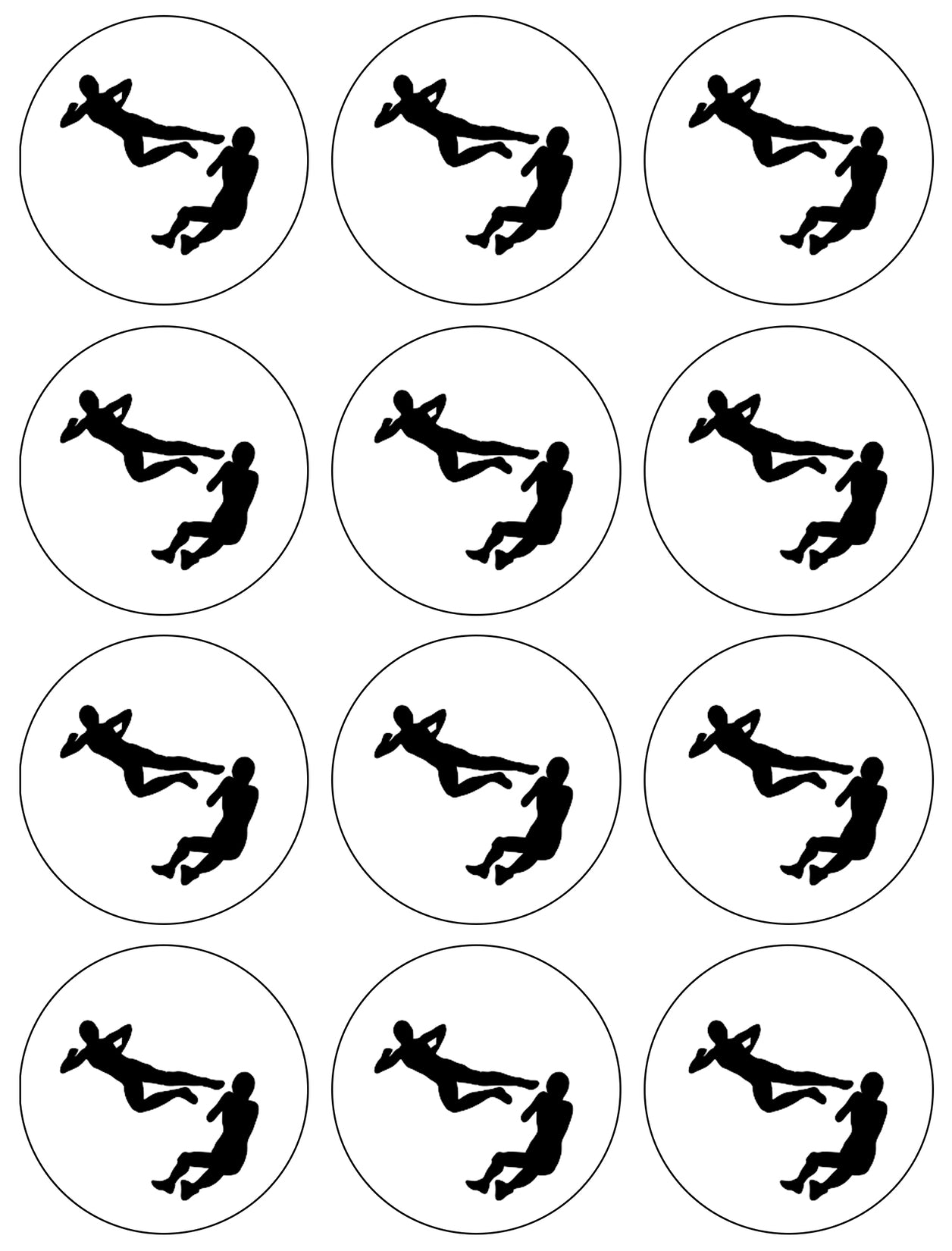 Wrestling Fighting Silhouettes Edible Cupcake Topper Images ABPID55861