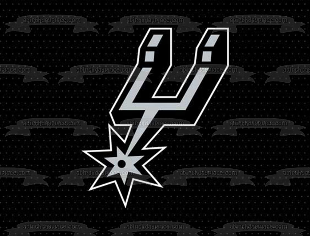 San Antonio Spurs Logo Black Jersey Background Edible Cake Topper Image ABPID55884