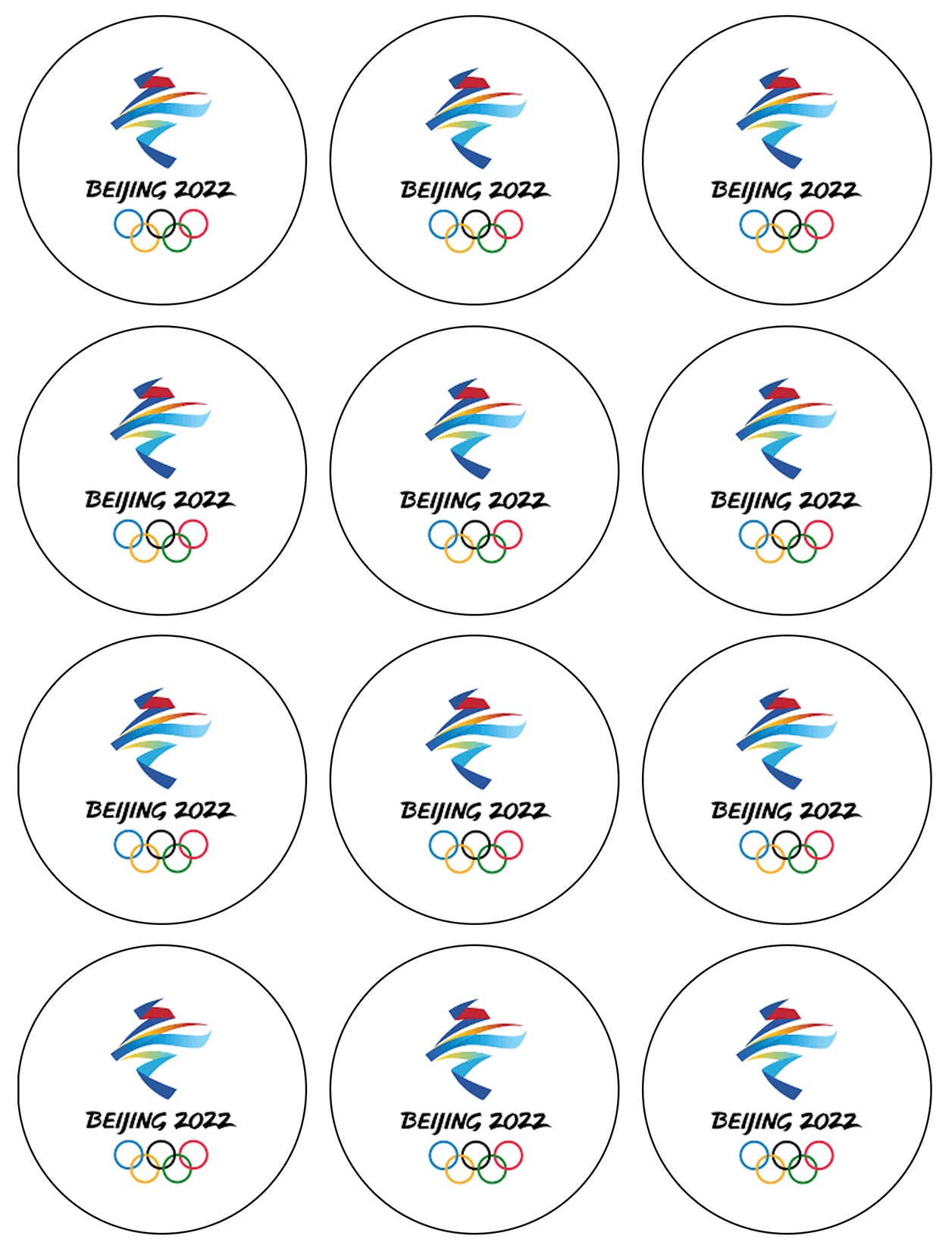 Beijing 2022 Winter Olympics Logo Edible Cupcake Topper Images ABPID55885