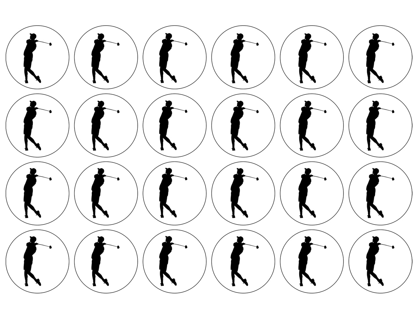 Golfing Golf Backswing Silhouette Edible Cupcake Topper Images ABPID55894