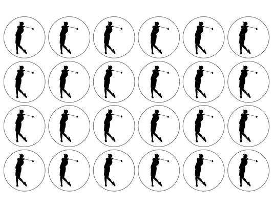 Golfing Golf Backswing Silhouette Edible Cupcake Topper Images ABPID55894