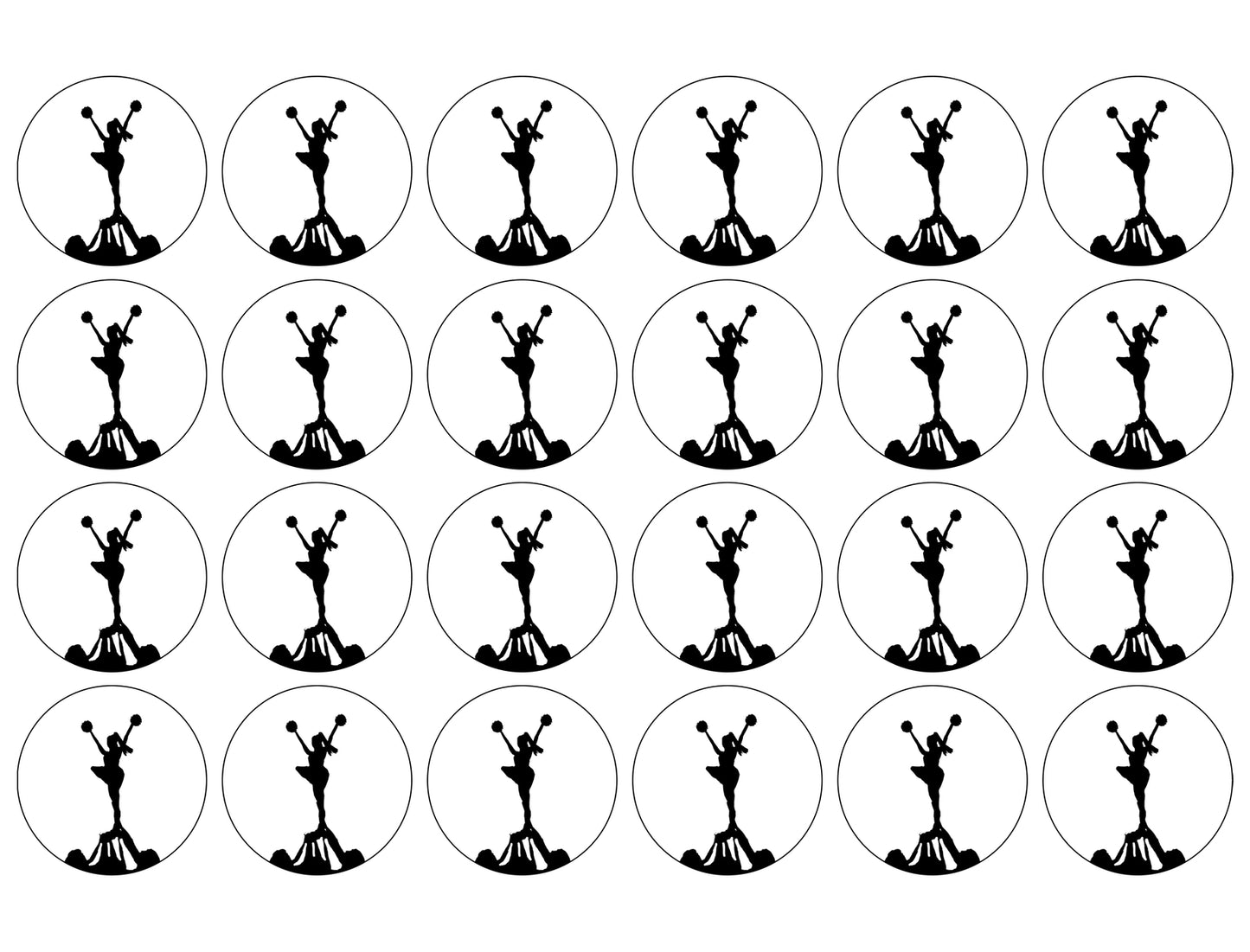 Cheerleading Tower Pyramid Action Silhouette Edible Cupcake Topper Images ABPID55911