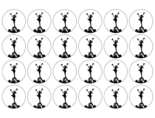 Cheerleading Tower Pyramid Action Silhouette Edible Cupcake Topper Images ABPID55911