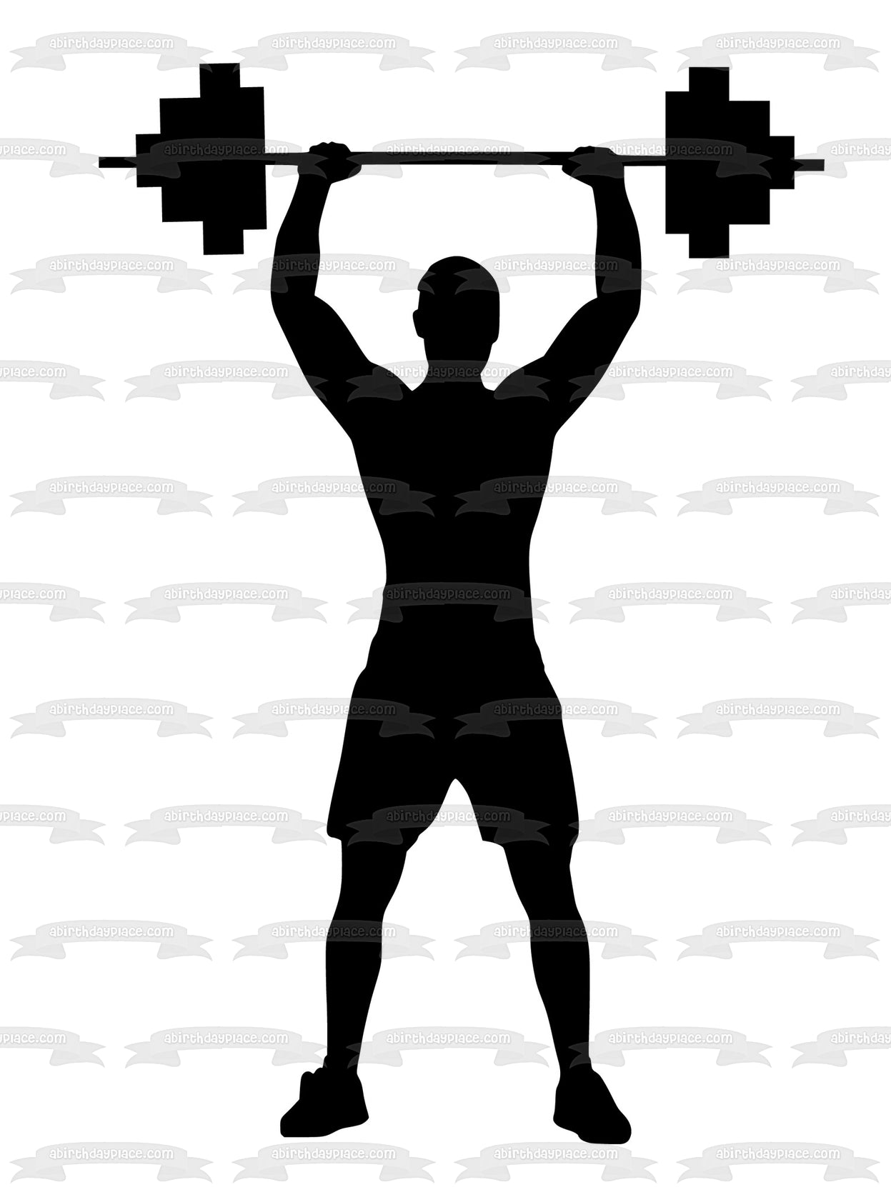 Weight Lifting Competition Body Building Silhouette Edible Cake Topper Image ABPID55926