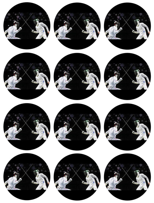 Fencing Action Saber Fight Edible Cupcake Topper Images ABPID55939