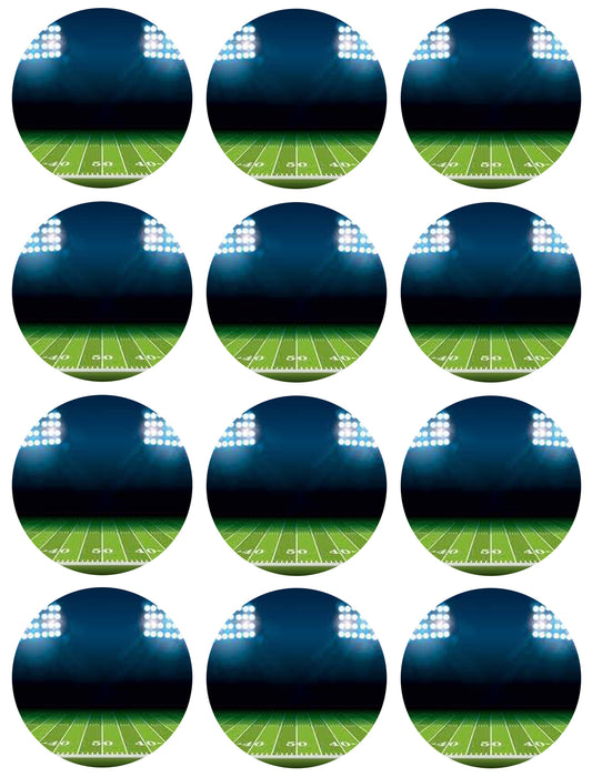 Football Stadium with Spotlights Edible Cupcake Topper Images ABPID55943