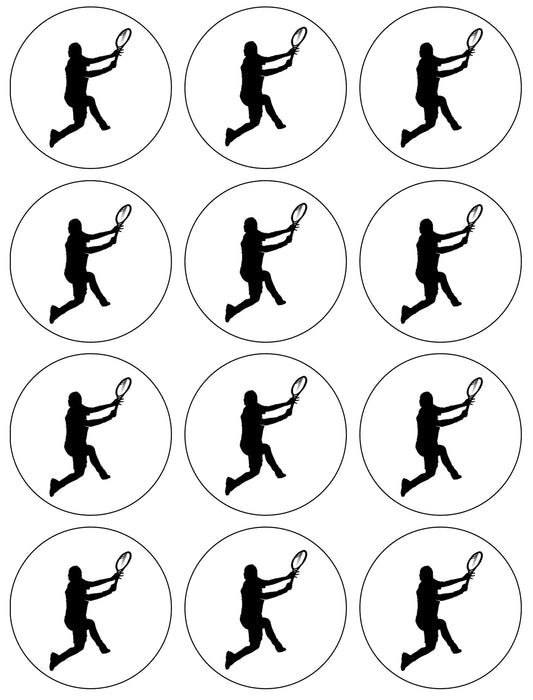 Tennis Sport Action Silhouette Edible Cupcake Topper Images ABPID55944