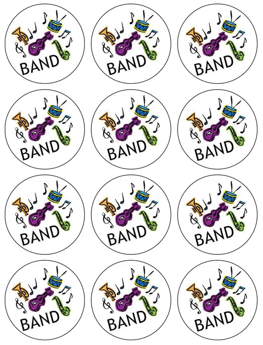 Band Trumpet Drum Treble and Clef Notes Edible Cupcake Topper Images ABPID55958