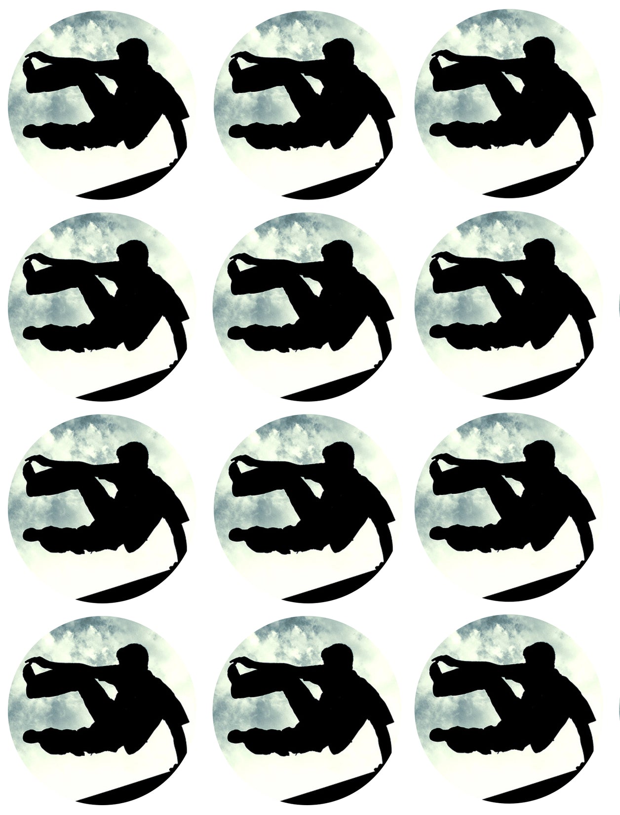 Parkour Silhouette Jump Action Shot Edible Cupcake Topper Images ABPID55968