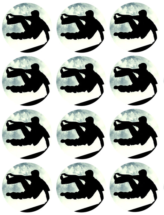 Parkour Silhouette Jump Action Shot Edible Cupcake Topper Images ABPID55968