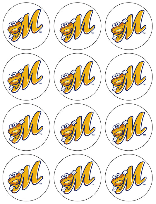 Imágenes decorativas comestibles para cupcakes con el logotipo de béisbol de la liga menor de Montgomery Biscuits ABPID55973 