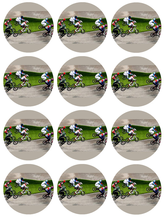 BMX Dirt Bike Racing Scene Edible Cupcake Topper Images ABPID55990