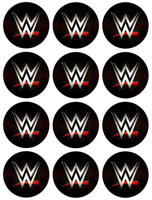 WWE World Wrestling Entertainment Logo Edible Cupcake Topper Images ABPID56006