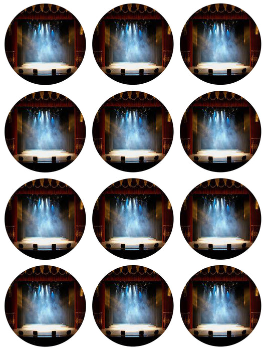 Empty Theater Performance Spotlights Edible Cupcake Topper Images ABPID56011