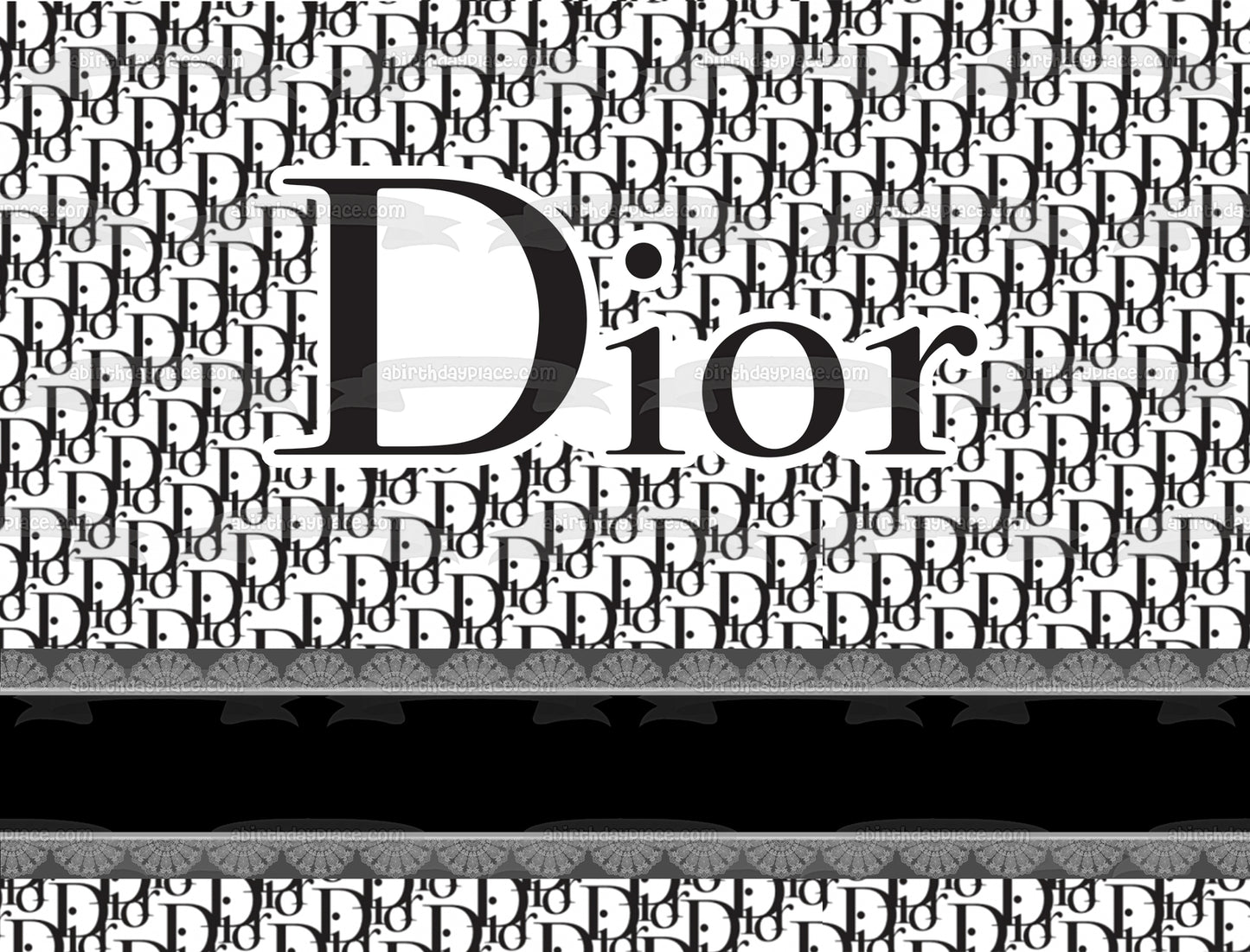 Imagen de adorno comestible para pastel personalizable con patrón de logotipo de Dior ABPID56046 