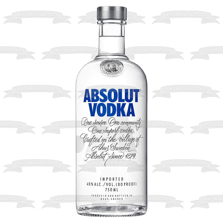 Adorno comestible para tarta con botella de vodka Absolut, imagen ABPID56092 