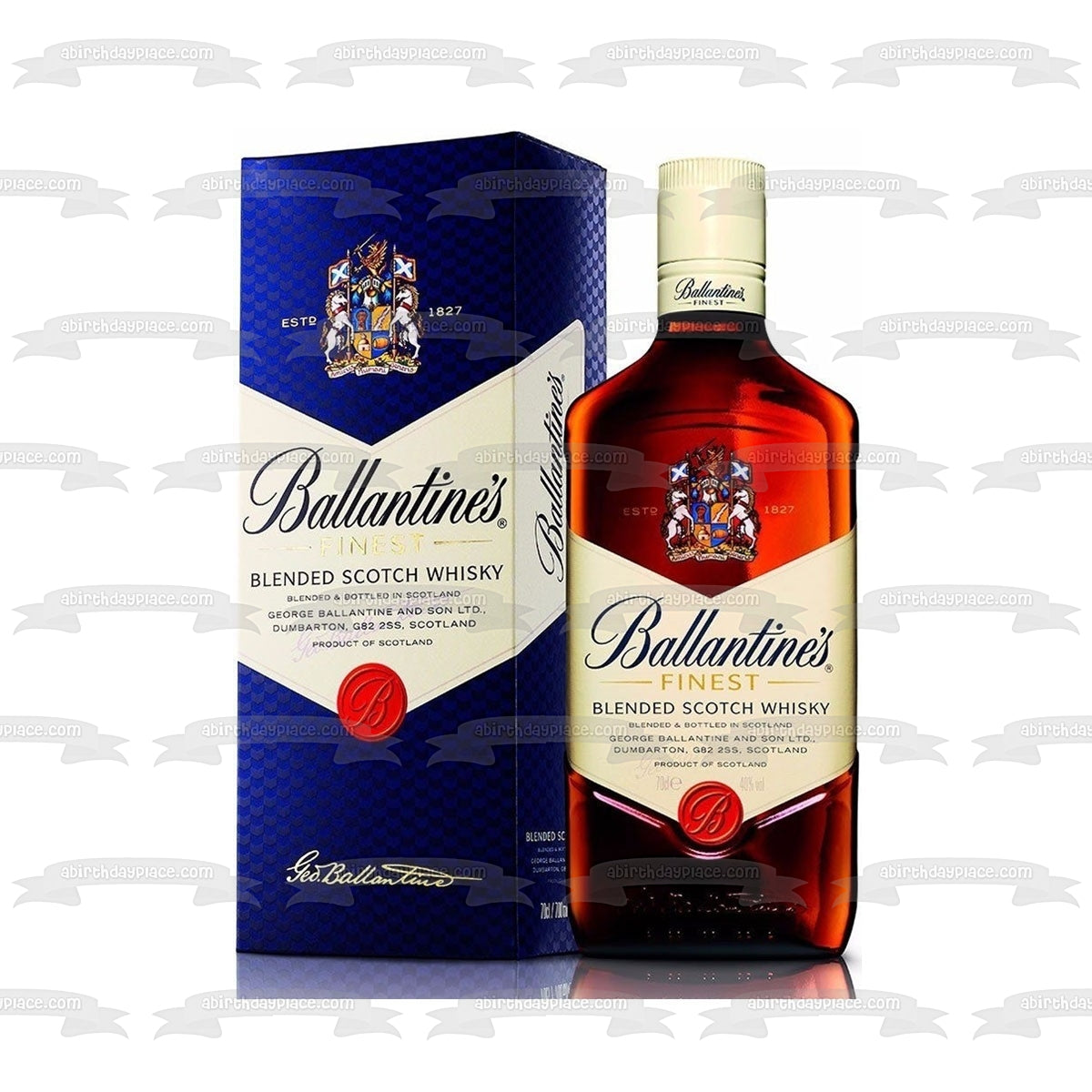 Ballantine's Finest Blended Scotch Whisky Botella y caja Adorno comestible para pastel Imagen ABPID56098 