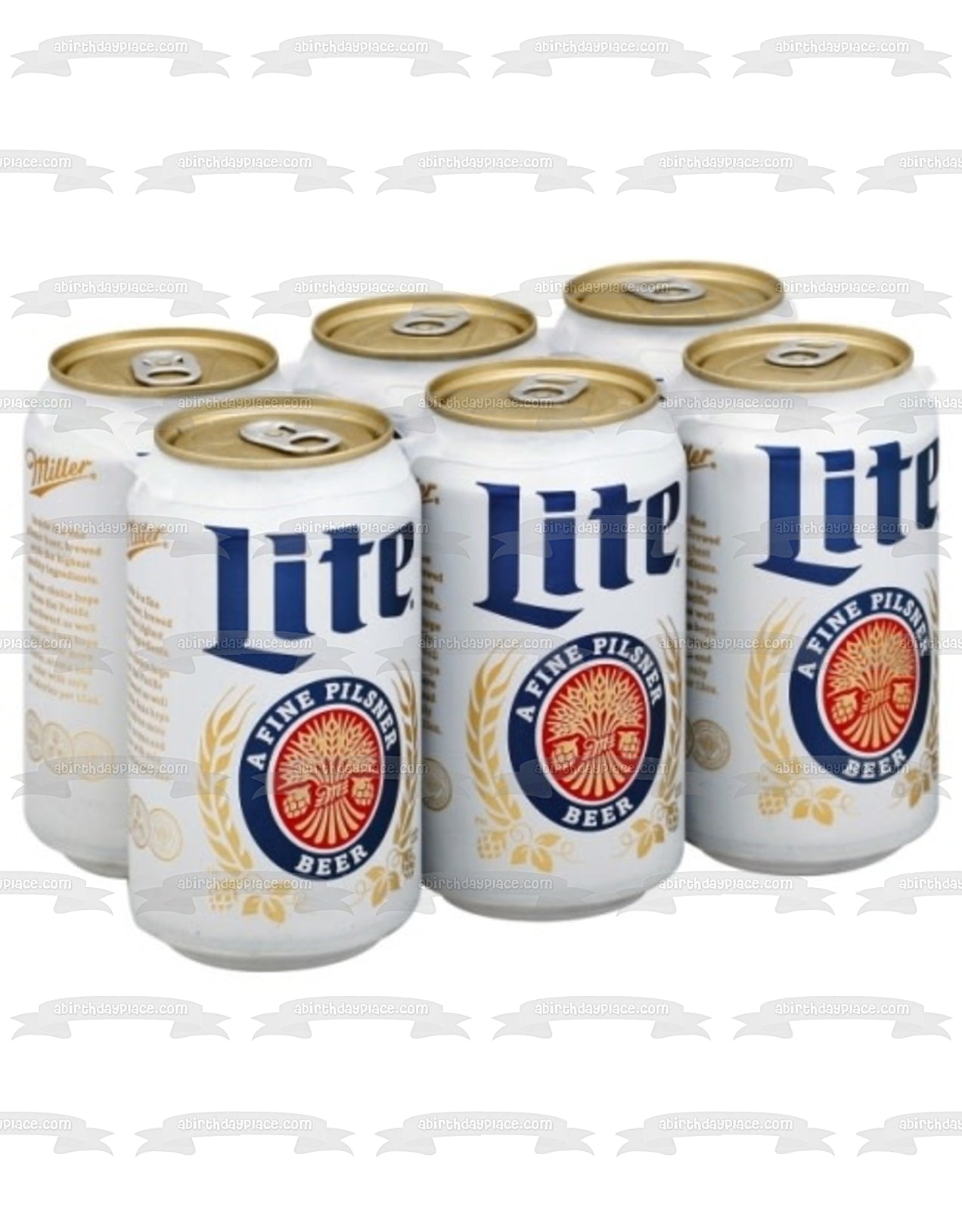 Miller Lite Beer 6 Pack Cans Edible Cake Topper Image ABPID56144