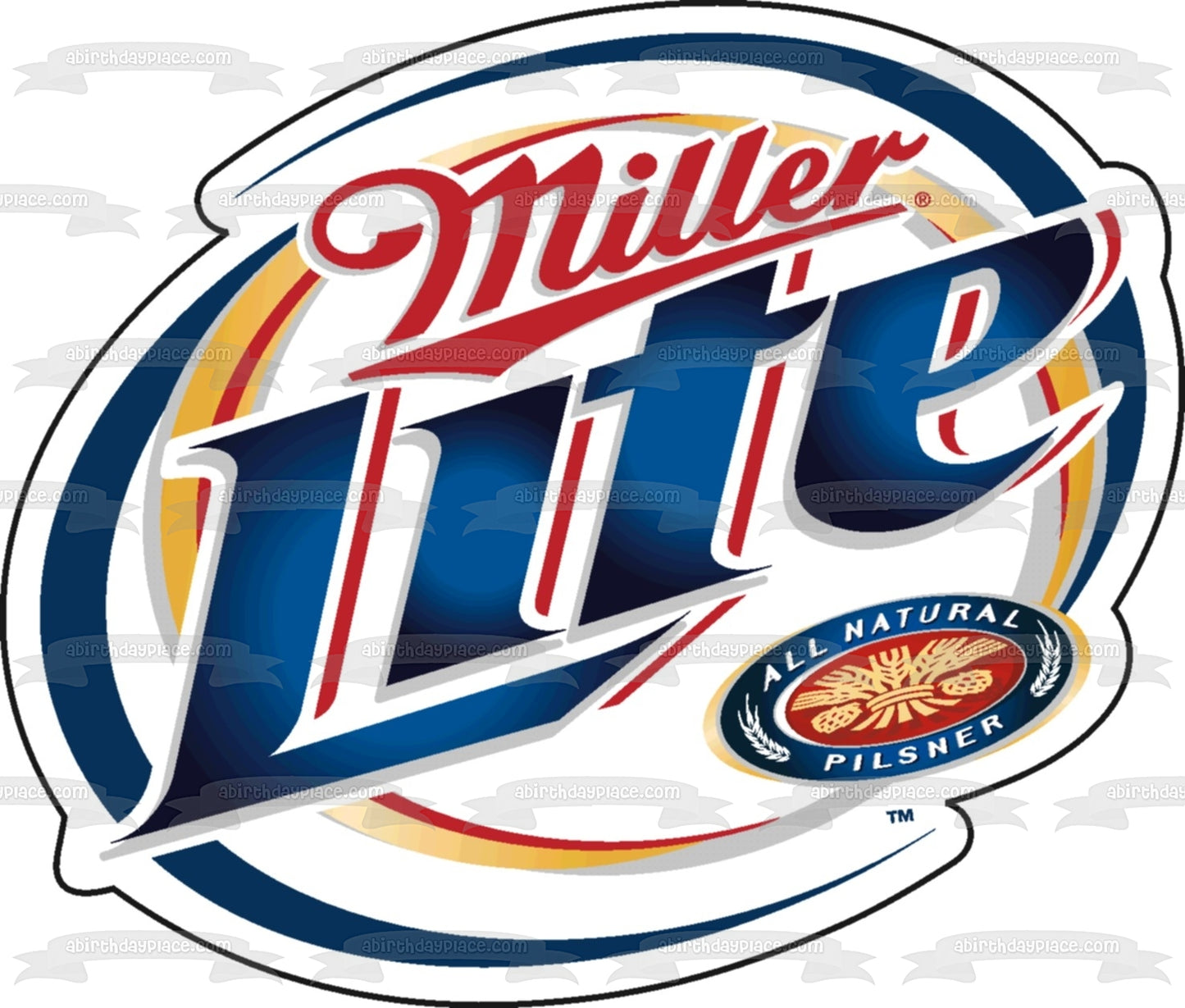 Imagen comestible para decoración de tarta con el logotipo de Miller Lite ABPID56146 