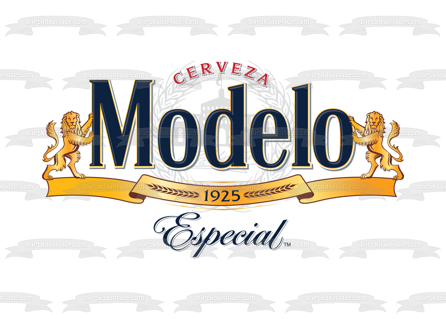 Adorno comestible para tarta con logotipo de cerveza mexicana Modelo, imagen ABPID56192 