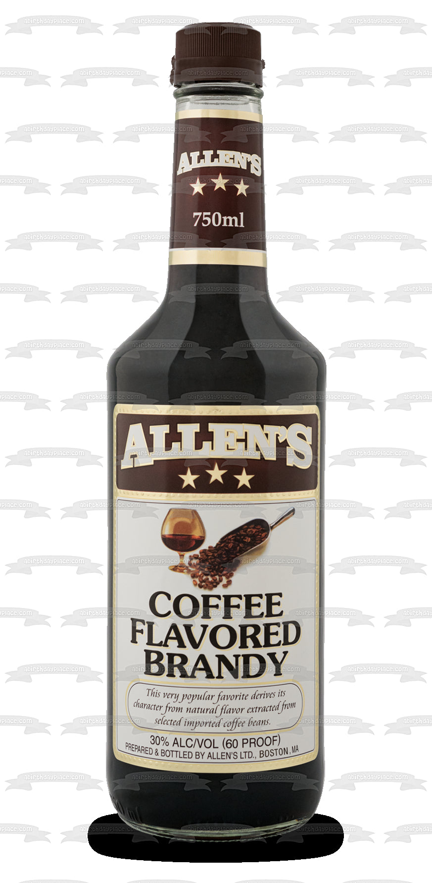 Allen's Coffee Flavored Brandy Bottle Edible Cake Topper Image ABPID56202