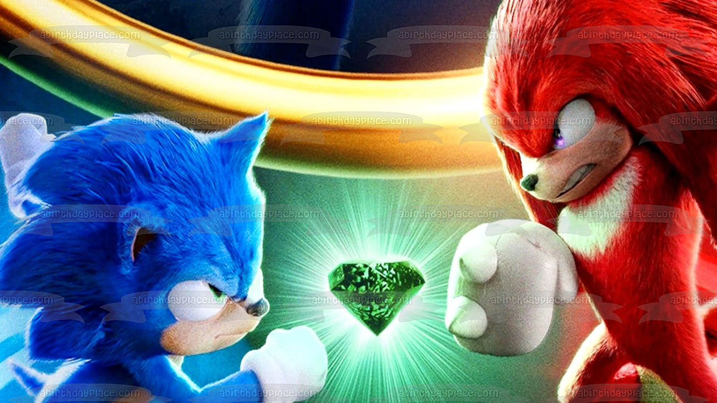 Sonic the Hedgehog 2 Knuckles Anillos de oro Adorno comestible para tarta Imagen ABPID56254 