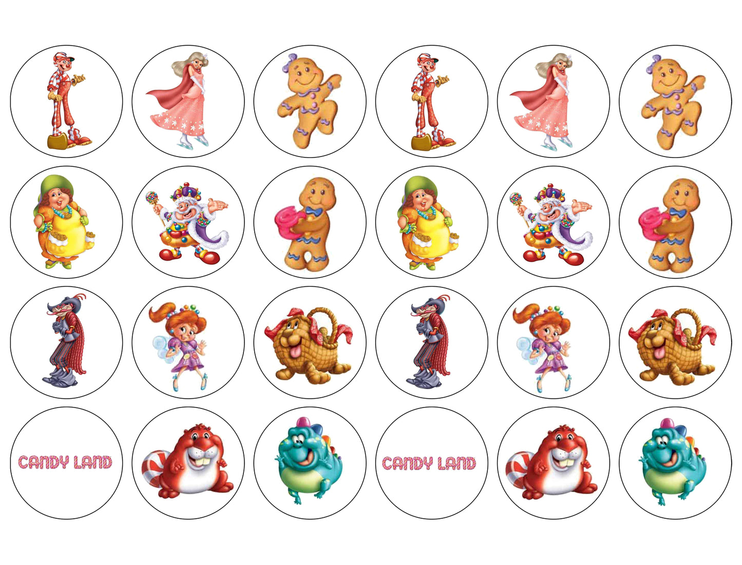 Candyland Characters Lord Licorice Frostine Mr. Mint Gloppy Edible Cupcake Topper Images ABPID56258