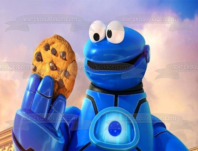 Adorno comestible para tarta de Barrio Sésamo Mecha Builders Cookie Monster Imagen ABPID56296 