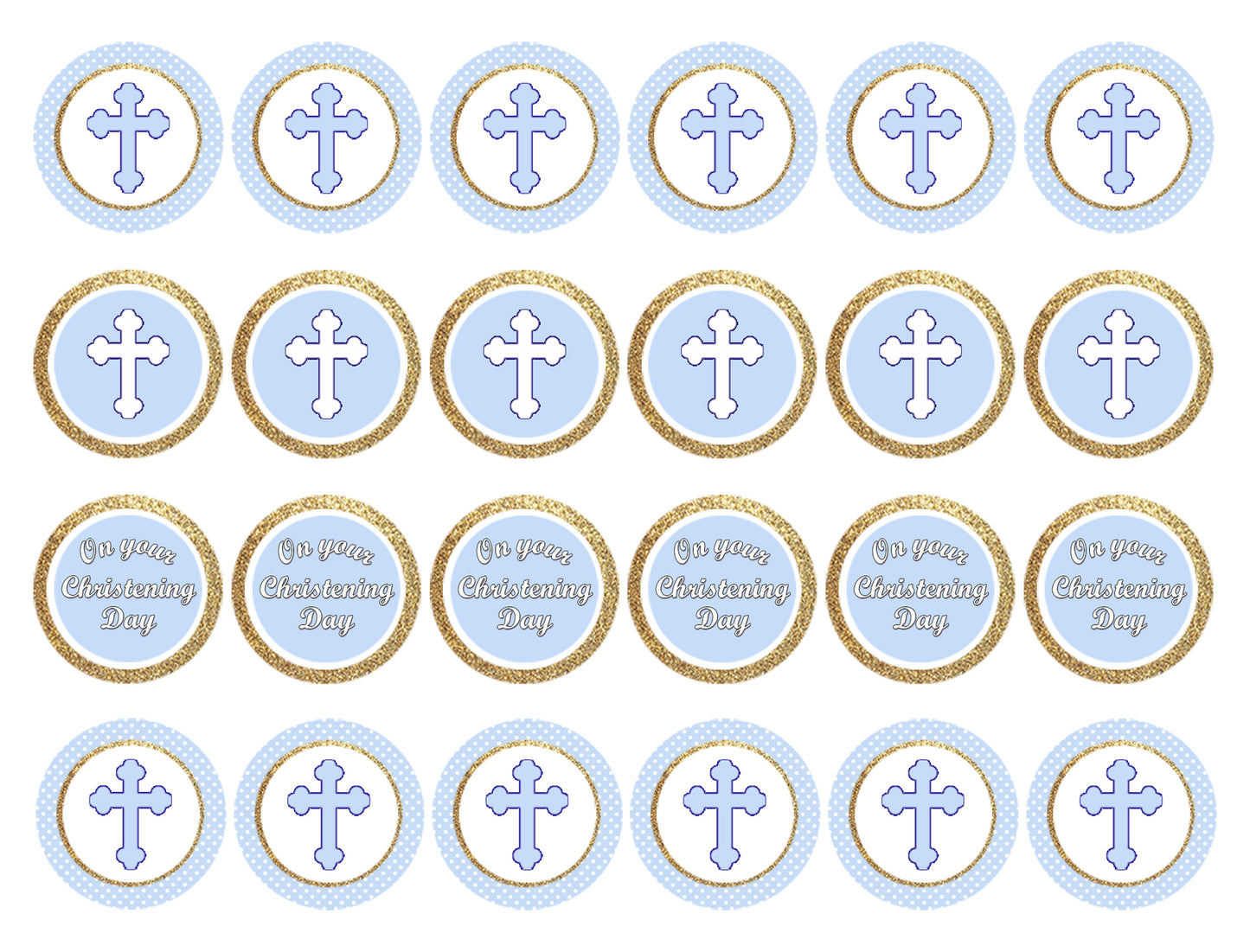 Christening Day Baby Boy Blue Crosses Edible Cupcake Topper Images ABPID56431