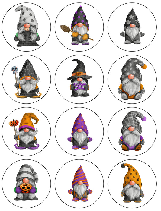 Imágenes de decoración comestible para cupcakes de gnomos, magos y brujas de Halloween ABPID56590 