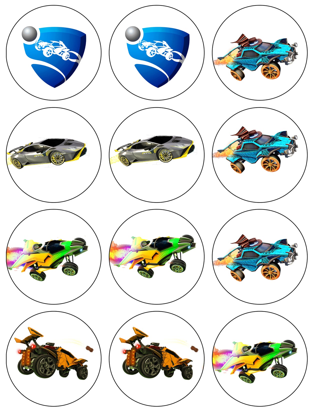 Rocket League Cars and Logo Edible Cupcake Topper Images ABPID56591