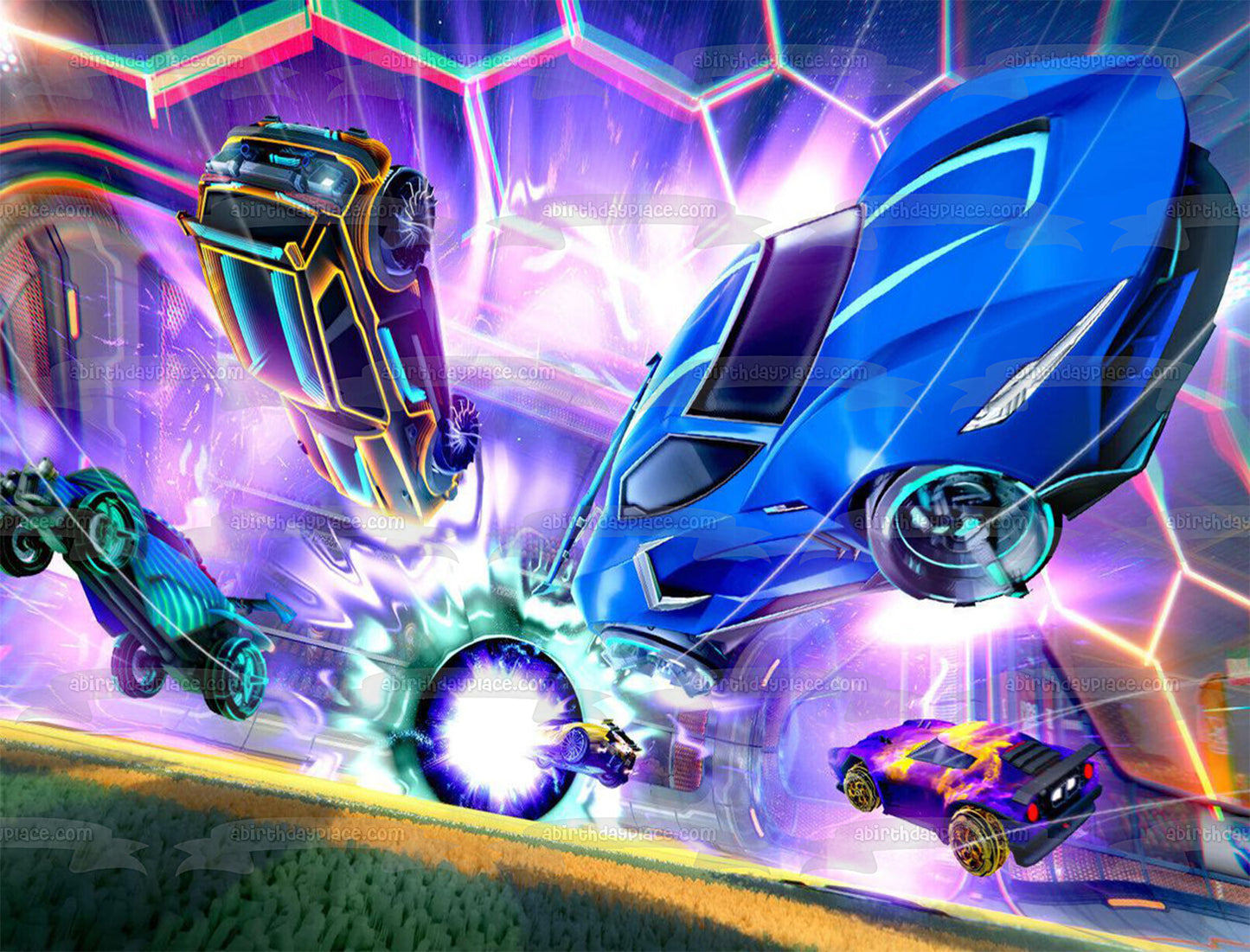 Rocket League Hora de jugar al fútbol Imagen comestible para decoración de tarta ABPID56628 