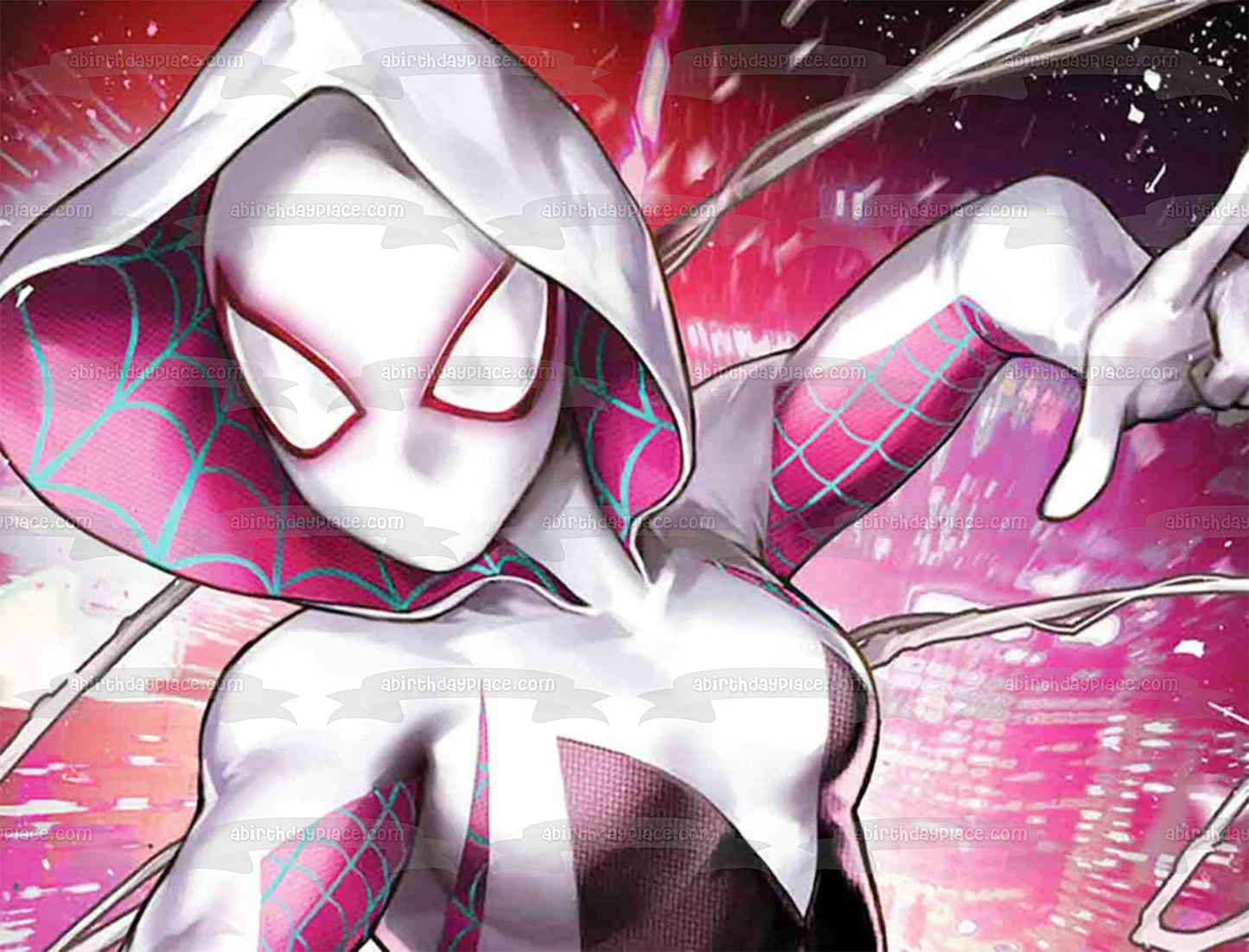 Spider-Man A través del Spider-Verse Spider-Gwen Imagen de adorno comestible para pastel ABPID56635 