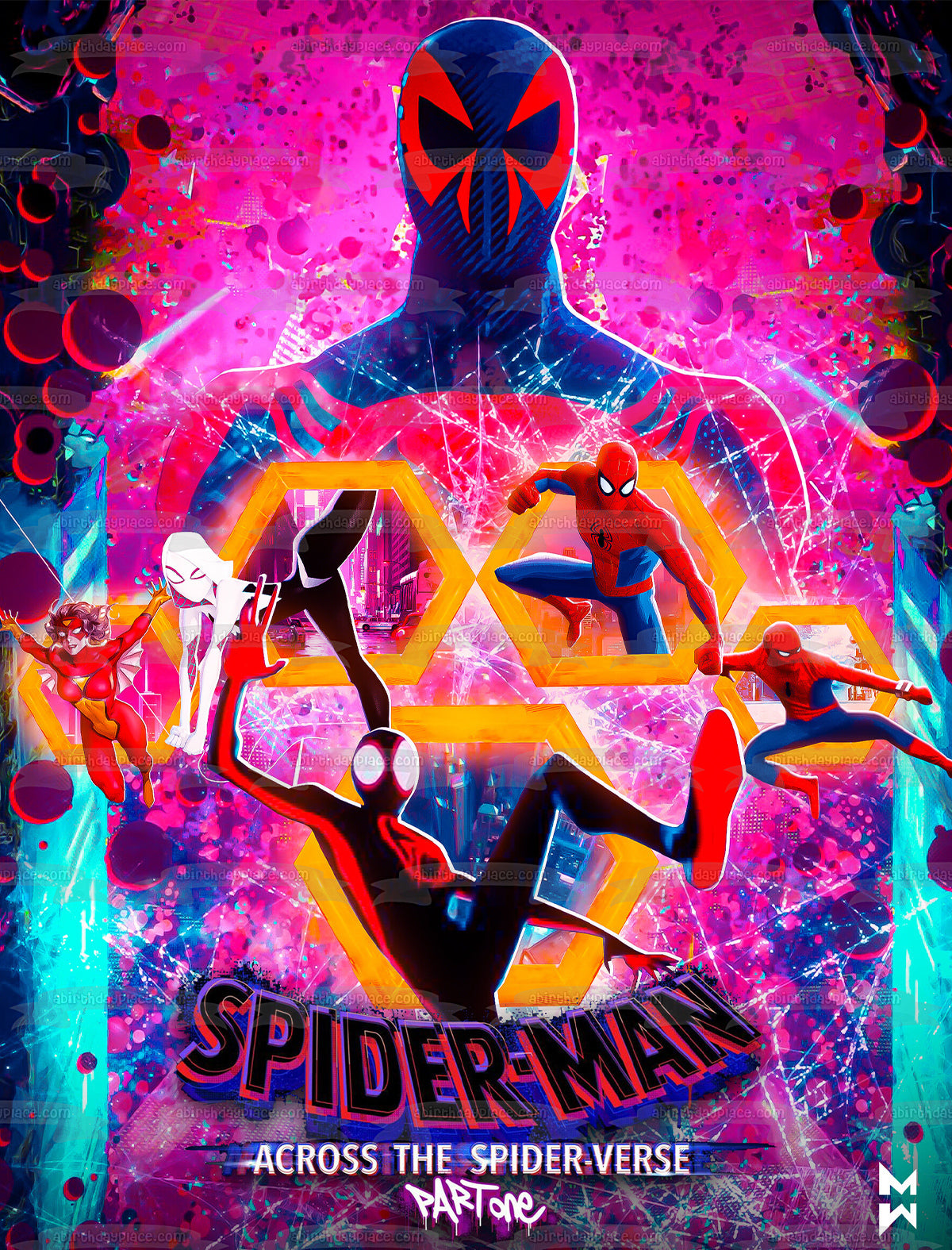 Spider-Man Across the Spider-Verse Part 1 Poster Gwen-Spider Edible Cake Topper Image ABPID56637