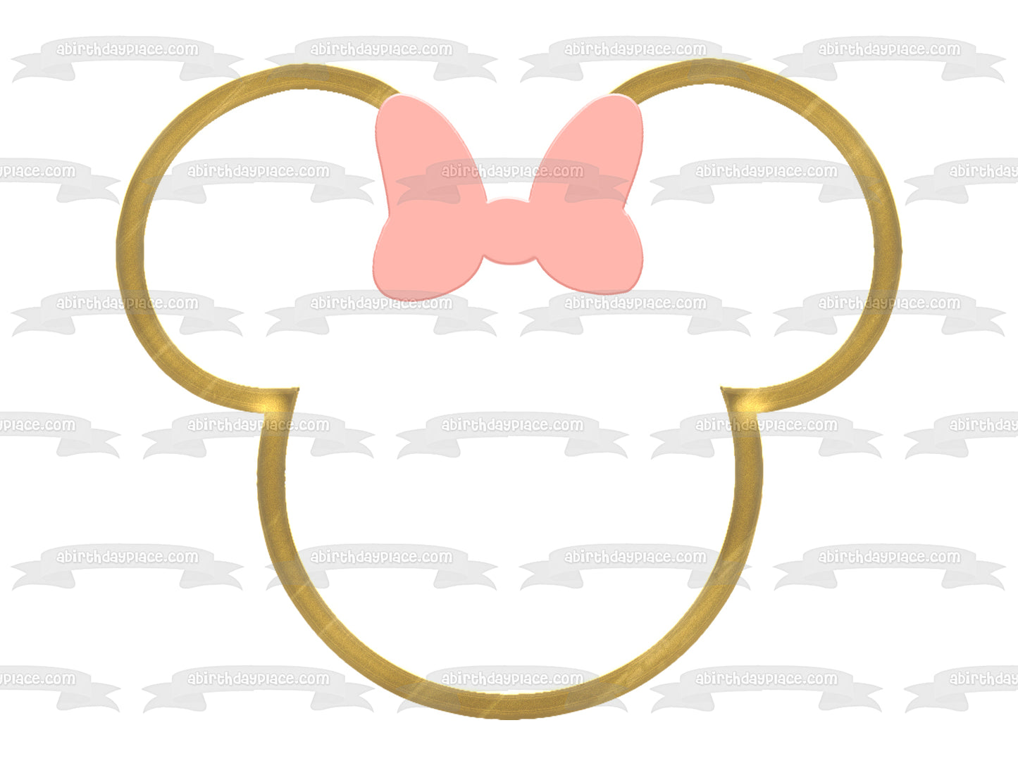 Minnie Mouse Ears Names Frame Gold with a Pink Bow Edible Cake Topper Image ABPID56698