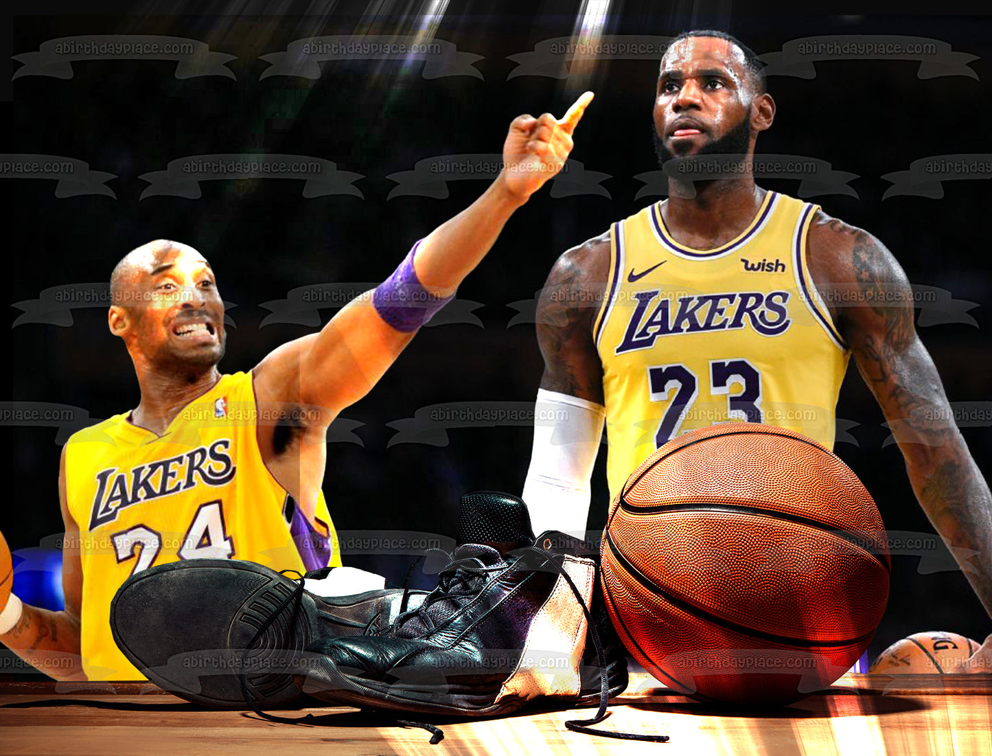 Shoestrings Lebron Jame Kobe Bryant Appreciation Edible Cake Topper Image ABPID56819