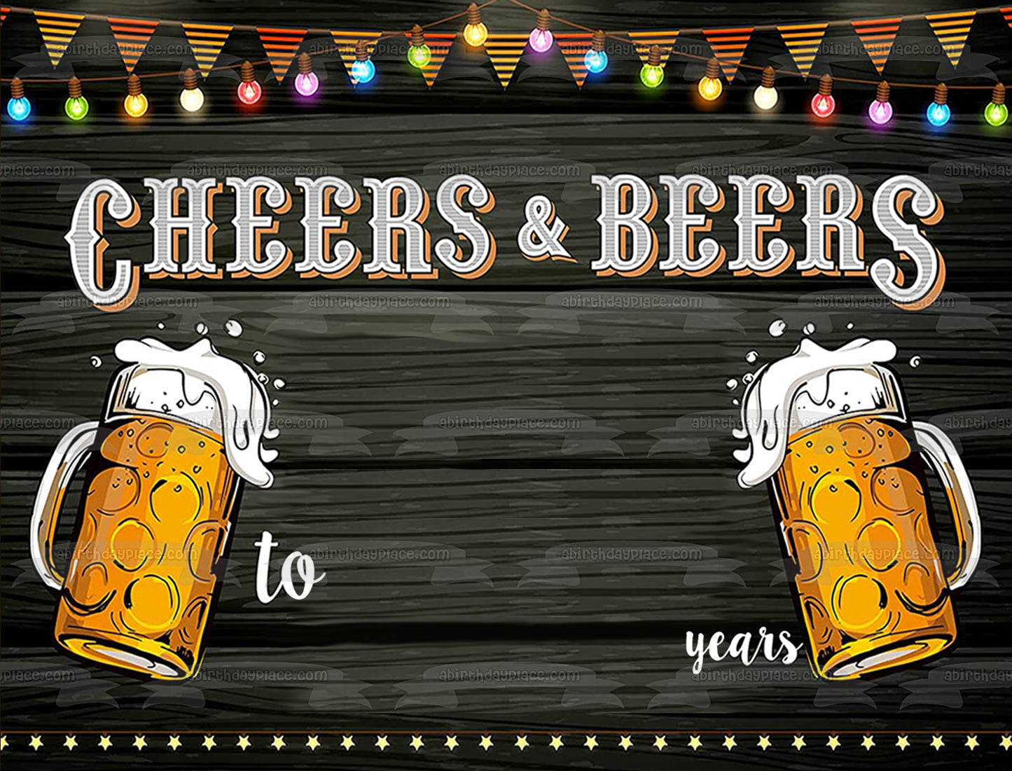 Cheers and Beers Marquee Lights Number Edible Cake Topper Image ABPID56869