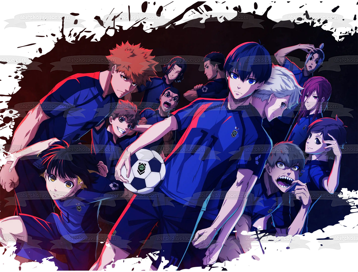 Blue Lock Anime Manga Fútbol Yoichi Asahi Gin Gurimu Hyoma Jingo Meguru Okuhito Rensuke Wataru Yudai Imagen comestible para tarta ABPID56873 