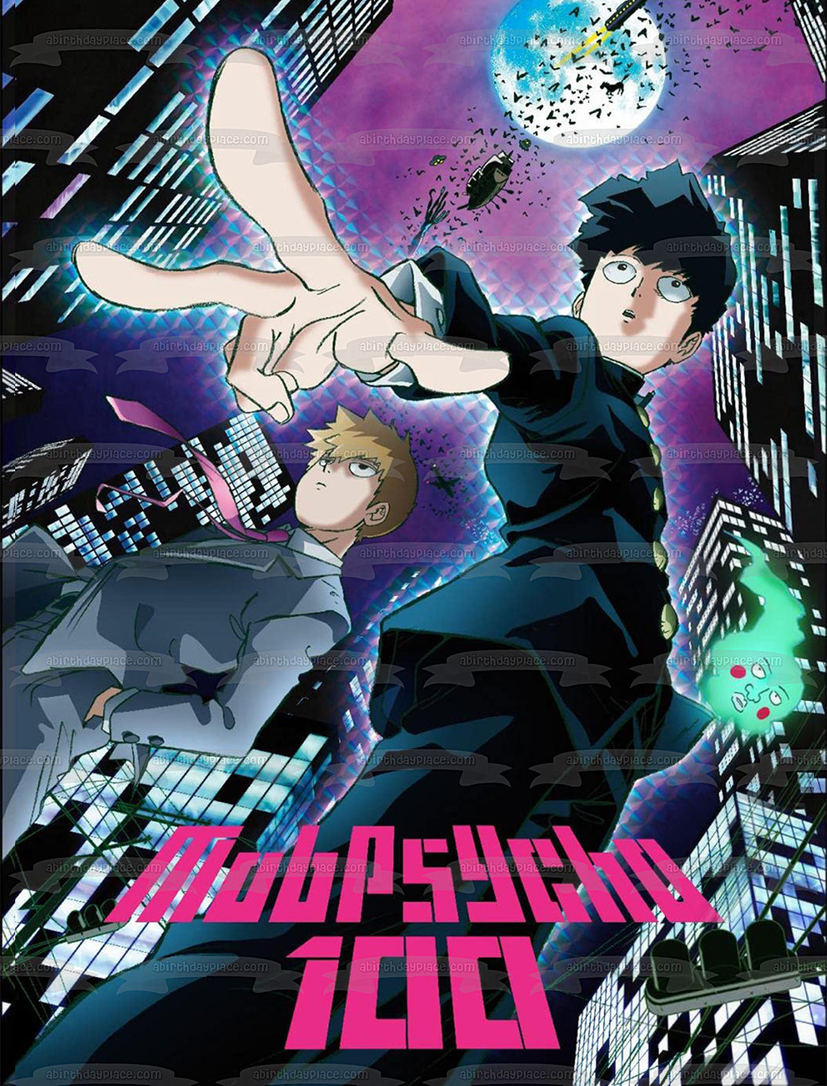 Mob Psycho 100 Anime Manga Kageyama Arataka City Scape Edible Cake Topper Image ABPID56879