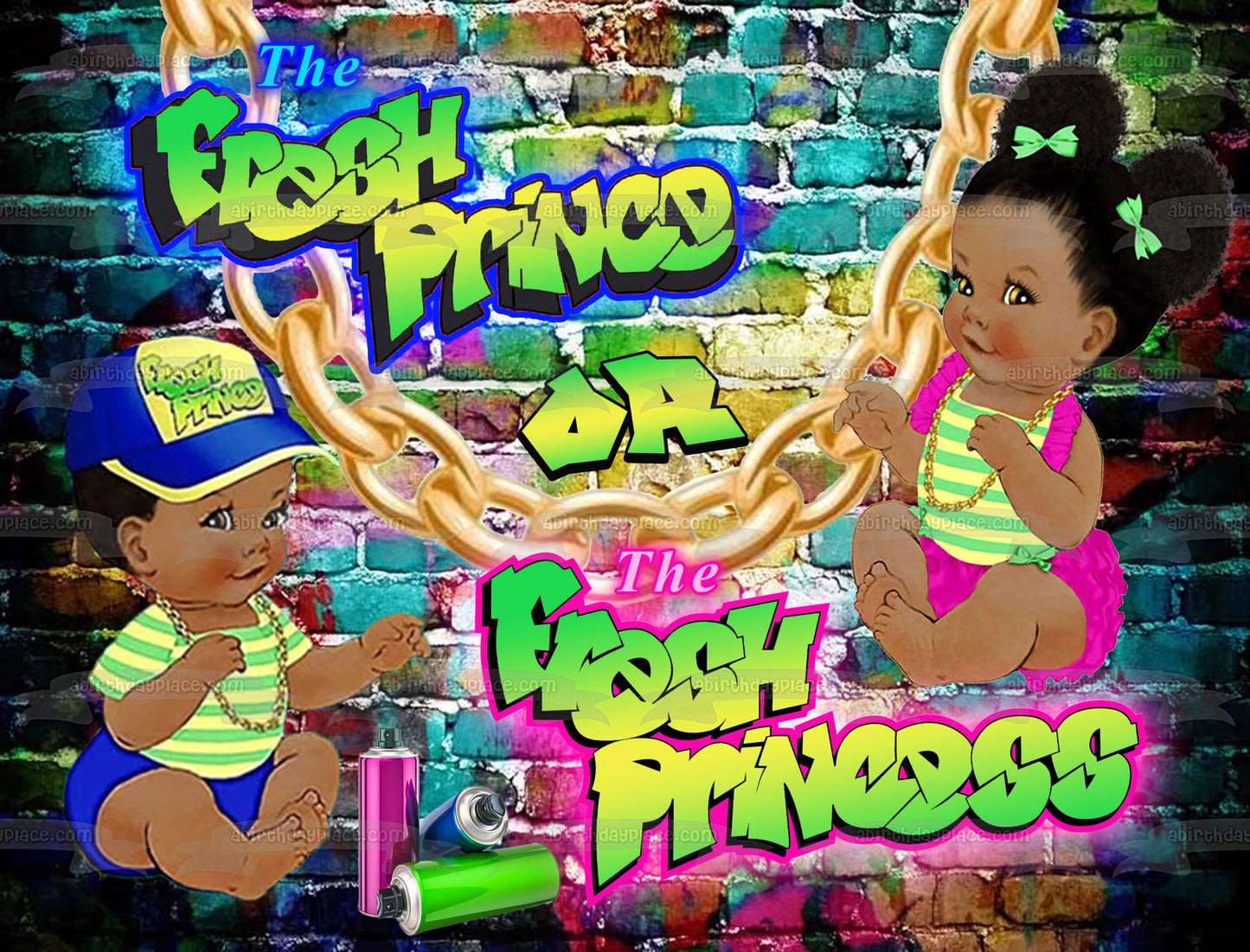 Fresh Prince or Fresh Princess Gender Reveal Edible Cake Topper Image ABPID57186