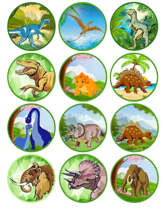 Dinosaurs Tyrannosaurus Rex Velociraptor Brontosaurus and the Diplodocus Edible Cupcake Topper Images ABPID57198