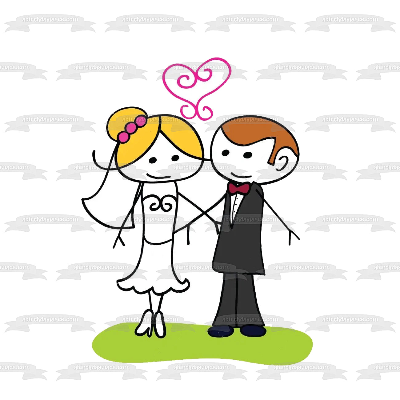 Wedding Day Bride and Groom Edible Cake Topper Image ABPID57214