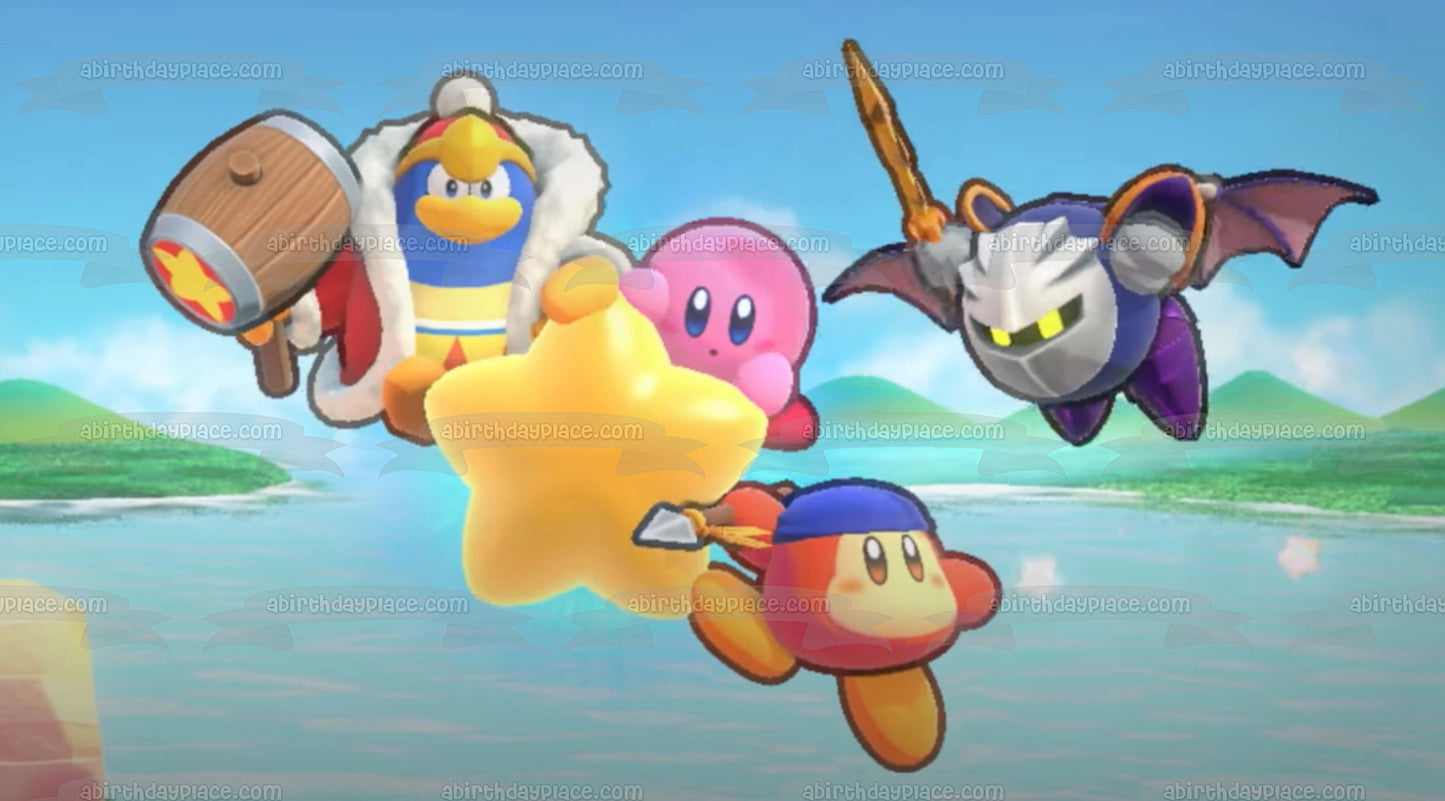 Kirby's Return to Dream Land Magalor and Bandana Waddle Dee Flying Edible Cake Topper Image ABPID57303