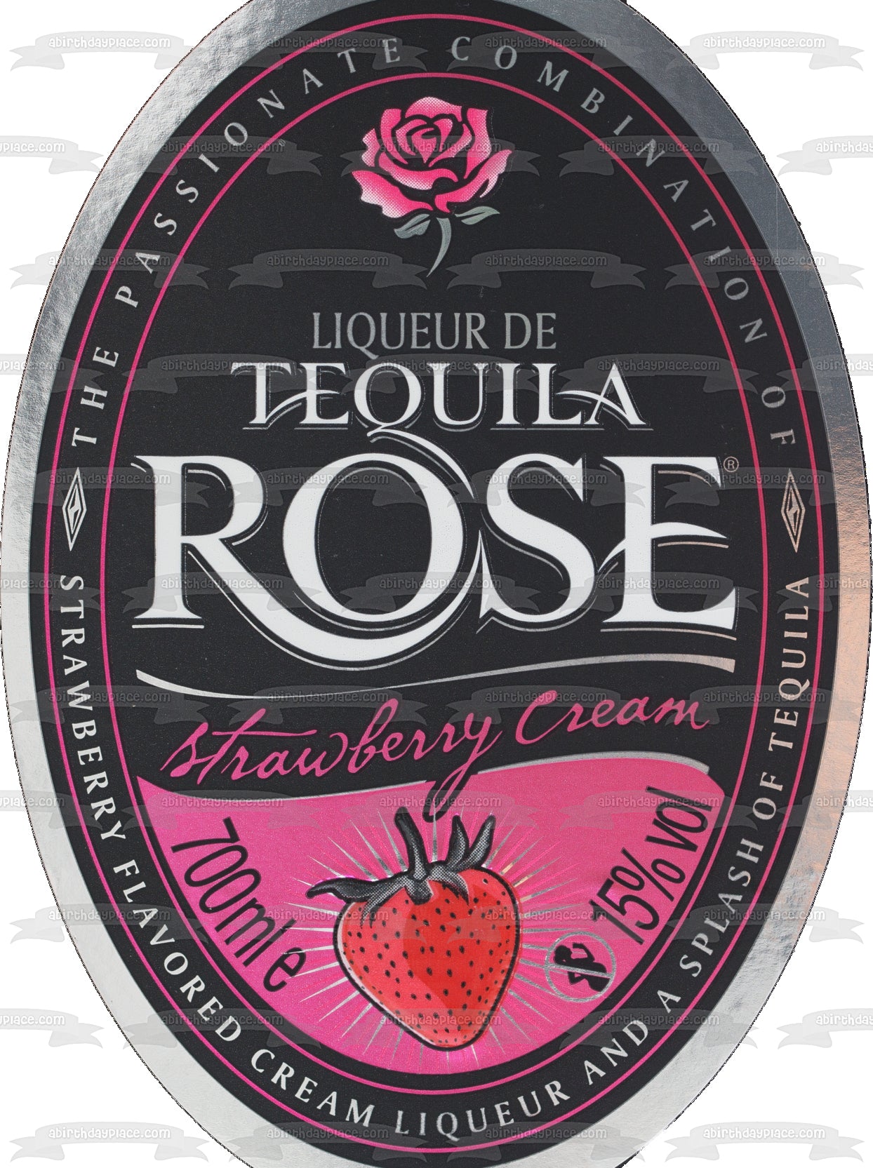 Tequila Rose Strawberry Cream Label Edible Cake Topper Image ABPID57334