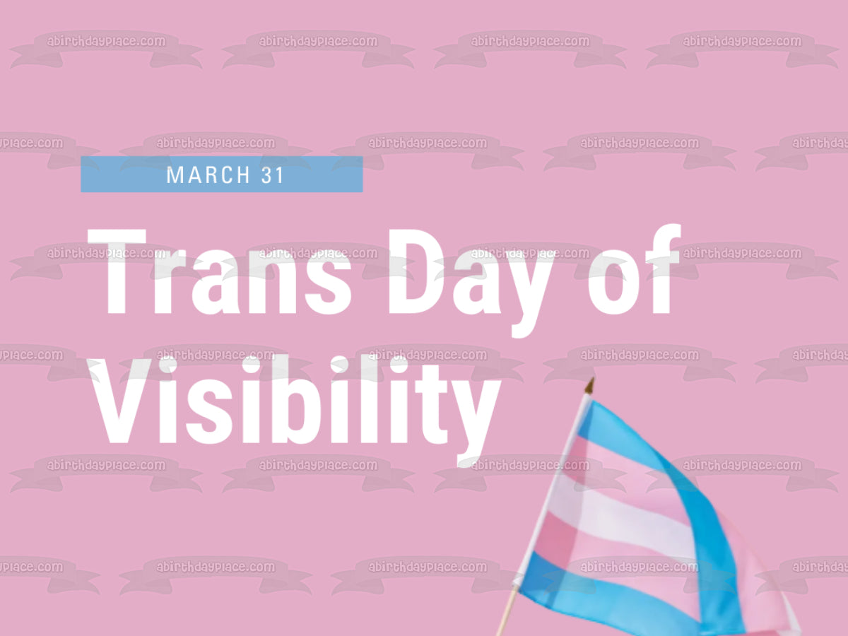 Trans Day of Visibility March 31st Transgender Flag Edible Cake Topper Image ABPID57335