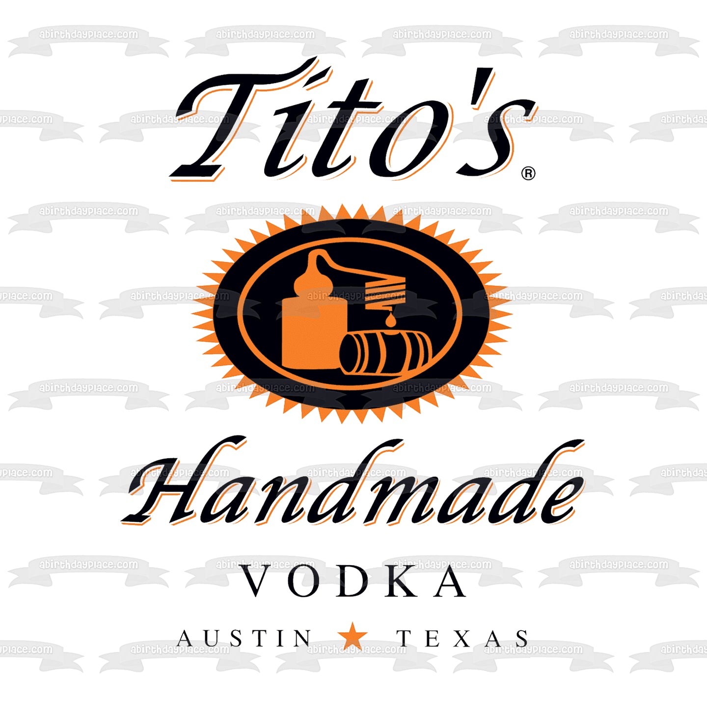 Tito's Handmade Vodka Label Edible Cake Topper Image ABPID57346