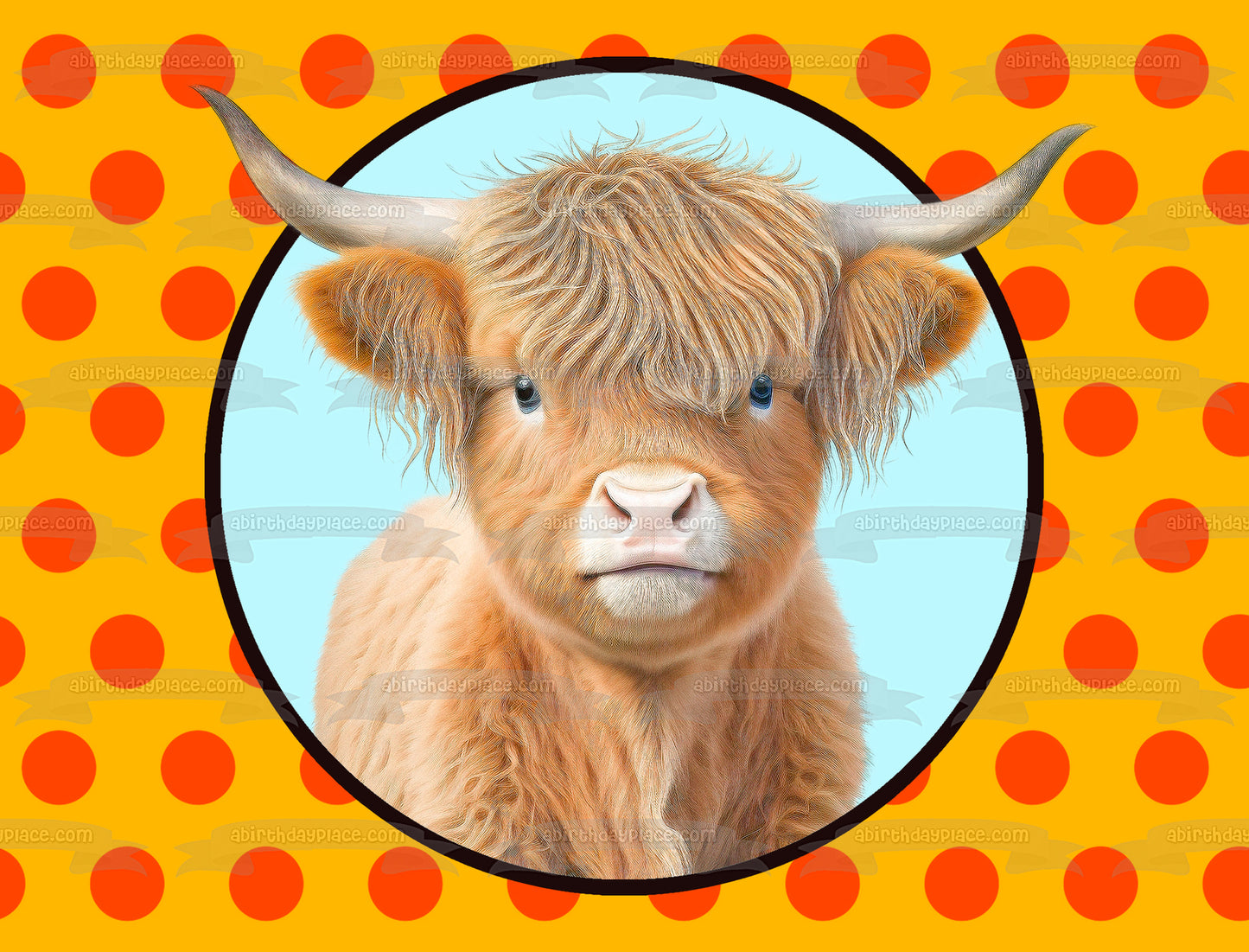 Baby Highland Cow Edible Cake Topper Image ABPID57437