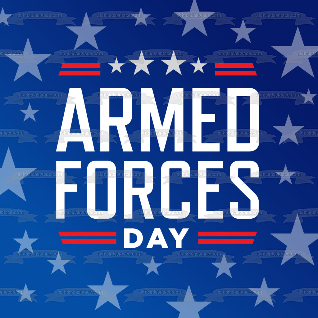 Armed Forces Day Blue Stars Edible Cake Topper Image ABPID57458